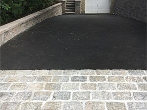 Asphalt Driveway Belgian Block Apron and Retaining Wall